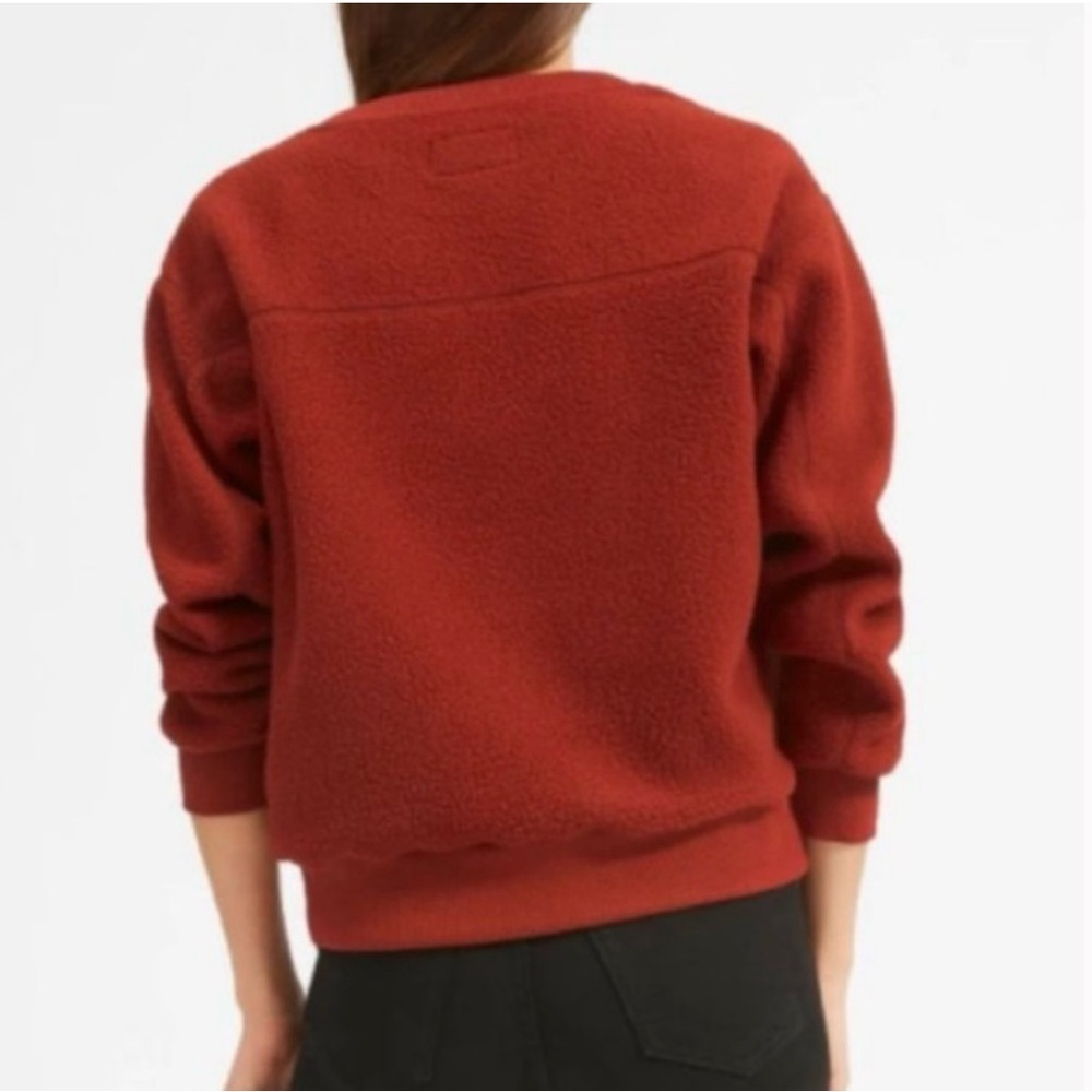 Everlane ReNew Sherpa Teddy Fleece Crewneck Pullover Rust Red Size Medium - Picture 7 of 16
